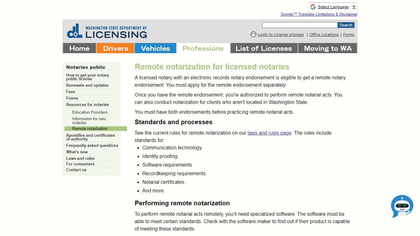 Remote notarization for licensed notaries - Washington